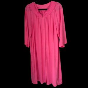 Shadowline Rose Flower Petals 3/4 Sleeve Button Down Short Nightgown & Robe Sz.L